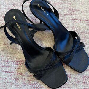 Reformation Black Strappy Heels- 8.5